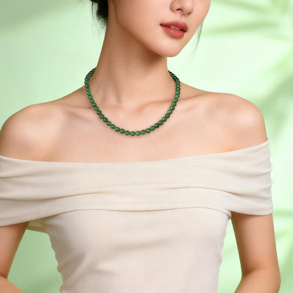 Luxury Collection Grade Hetian Jasper Necklace, No Black Spots, High-oil Apple Green & Bright Green Clavicle Chain