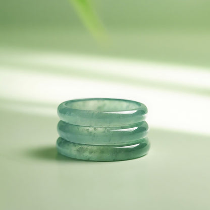 High Ice Blue Water Jadeite Plain Ring, Translucent Unisex Finger Jewelry