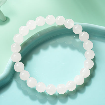 [Premium Grade] High-Oily White Hetian Jade Bracelet, Plain Single Loop Couple Bracelet