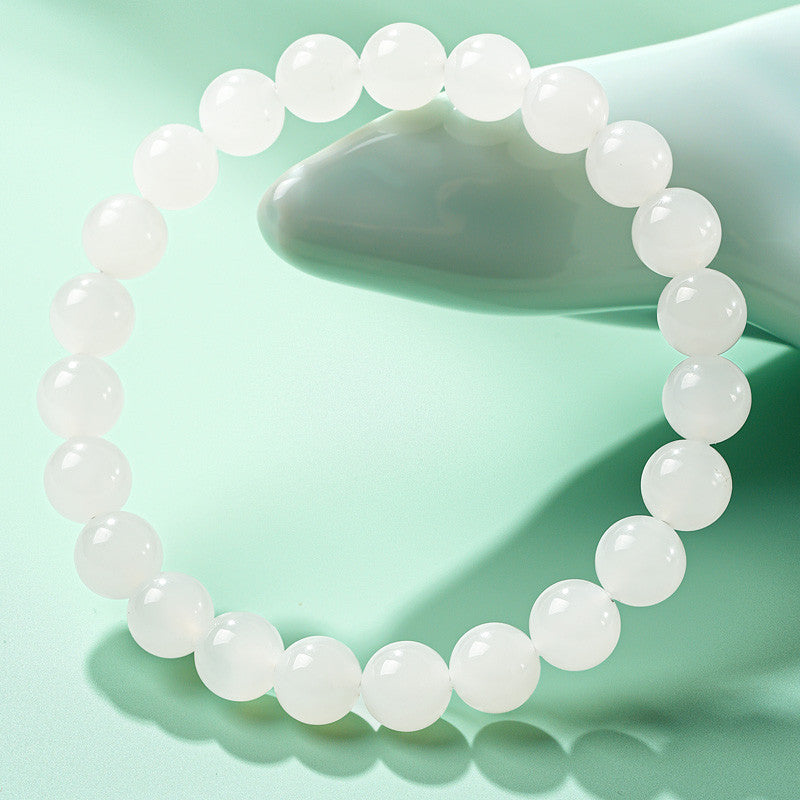 [Premium Grade] High-Oily White Hetian Jade Bracelet, Plain Single Loop Couple Bracelet