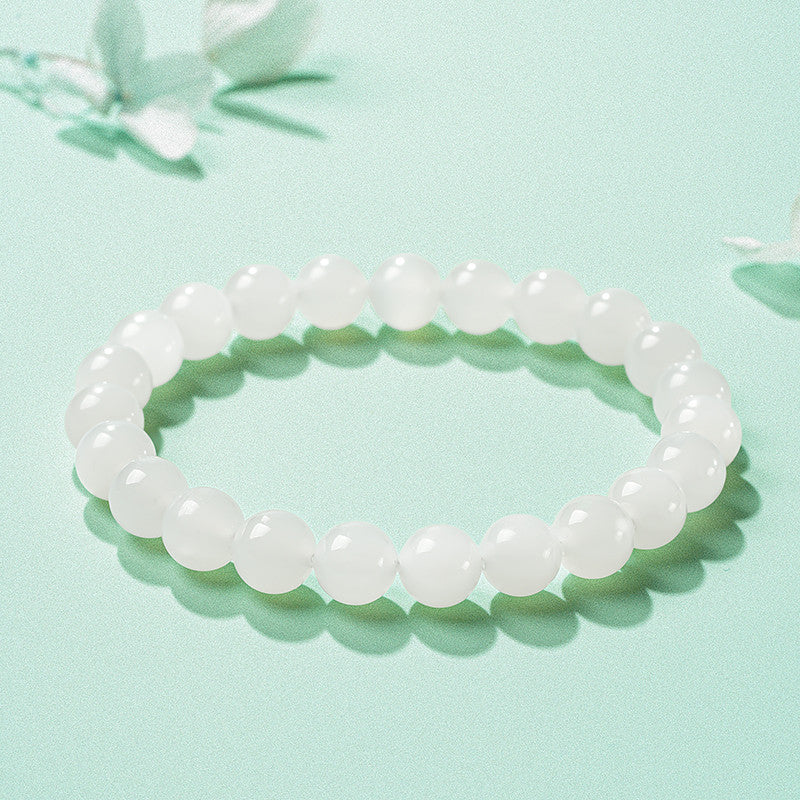 [Premium Grade] High-Oily White Hetian Jade Bracelet, Plain Single Loop Couple Bracelet