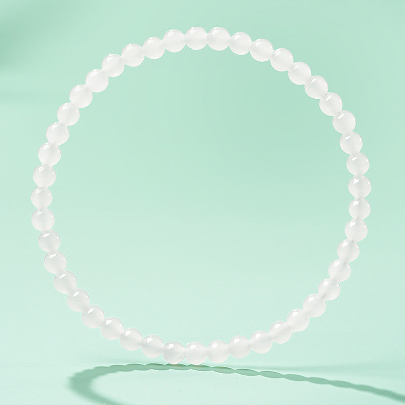 [Premium Grade] High-Oily White Hetian Jade Bracelet, Plain Single Loop Couple Bracelet
