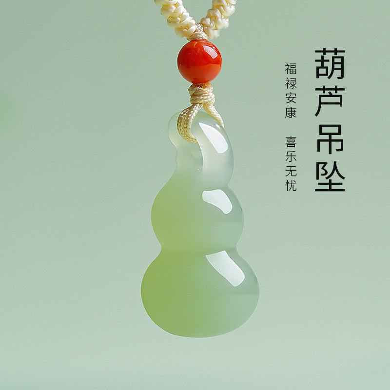 Unisex Fashion Minimalist Hetian Jade Gourd Pendant, Fortune & Blessing, Festival Gift