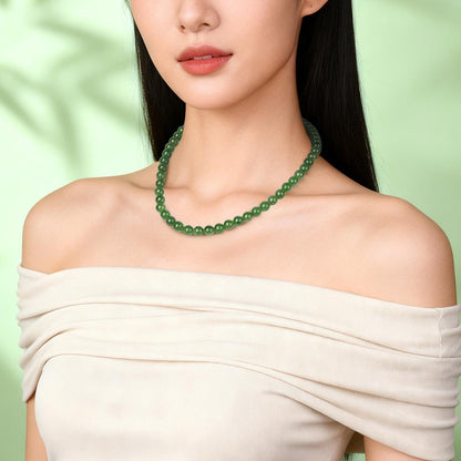 Luxury Collectible Hetian Jasper Necklace, Spot-Free High-oily Apple & Bright Green Clavicle Chain