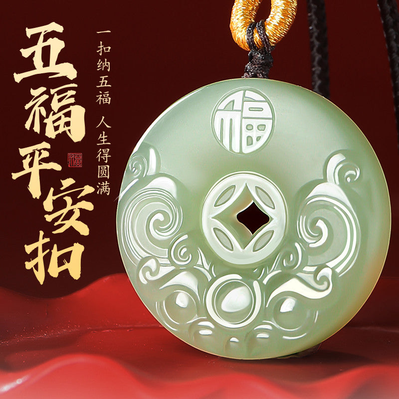 Peace & Joy | Pale Green Hetian Jade Pixiu Safety Buckle Pendant for Women, With Certificate & Collectible Value