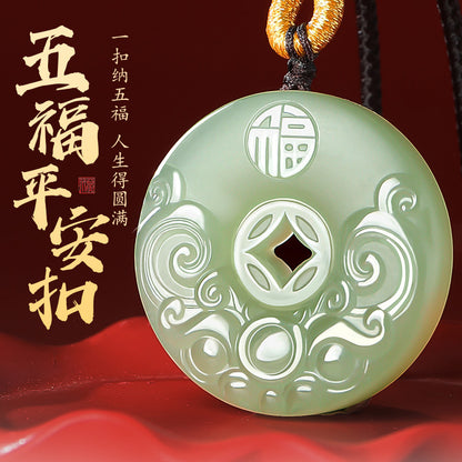 Peace & Joy | Pale Green Hetian Jade Pixiu Safety Buckle Pendant for Women, With Certificate & Collectible Value