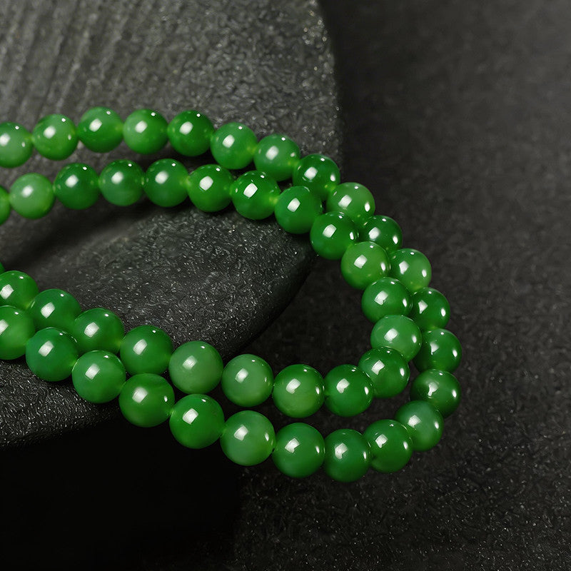 Luxury Collectible Hetian Jasper Necklace, Spot-Free High-oily Apple & Bright Green Clavicle Chain