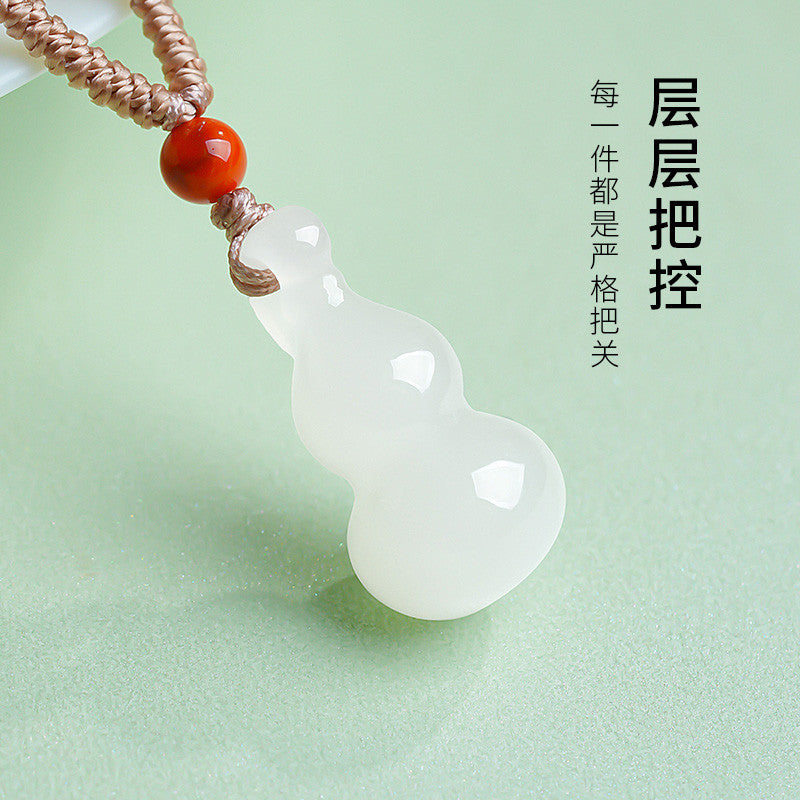 Unisex Fashion Minimalist Hetian Jade Gourd Pendant, Fortune & Blessing, Festival Gift