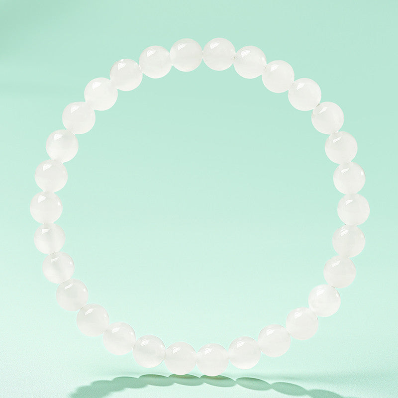 [Premium Grade] High-Oil White Hetian Jade Bracelet, Plain Single Strand Couple Bracelet