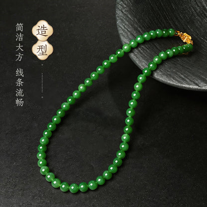 Luxury Collection Grade Hetian Jasper Necklace, No Black Spots, High-oil Apple Green & Bright Green Clavicle Chain
