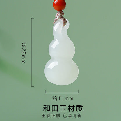Unisex Fashion Minimalist Hetian Jade Gourd Pendant, Fortune & Blessing, Festival Gift