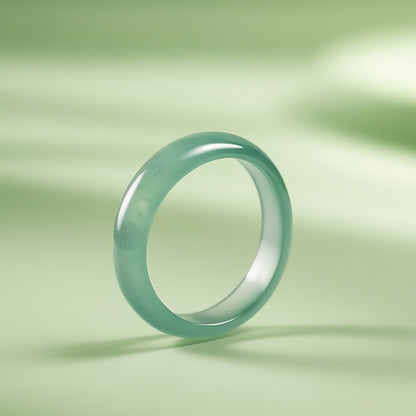 High Ice Blue Water Jadeite Plain Ring, Translucent Unisex Finger Jewelry