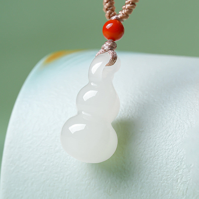 Unisex Fashion Minimalist Hetian Jade Gourd Pendant, Fortune & Blessing, Festival Gift
