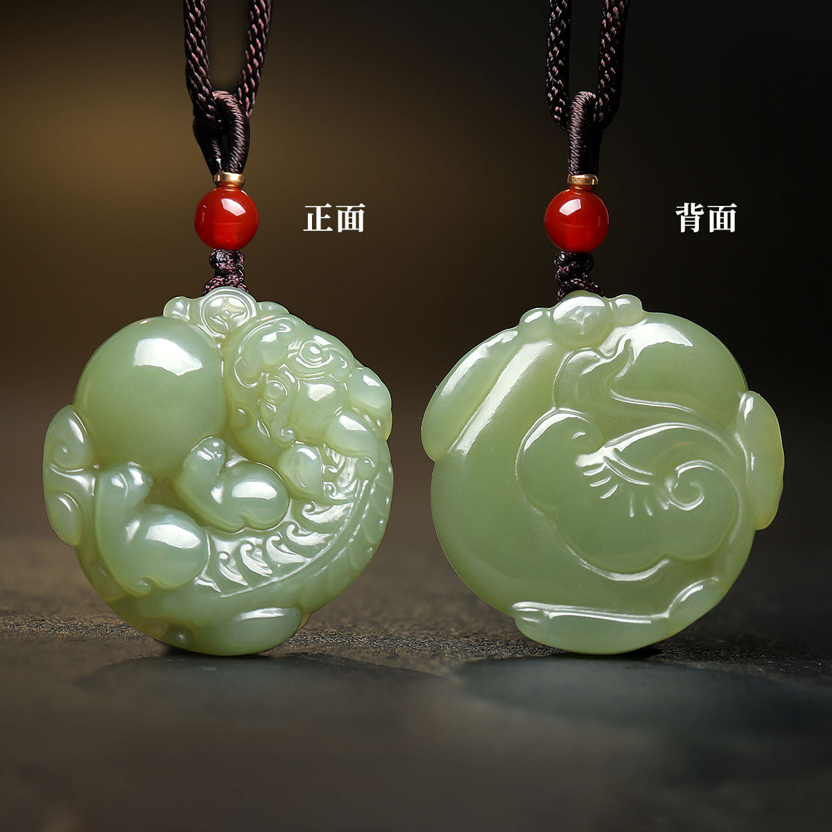 Pale Cyan Hetian Jade Double-sided Carved Pixiu Pendant, Unisex Fortune Beast Jade Charm